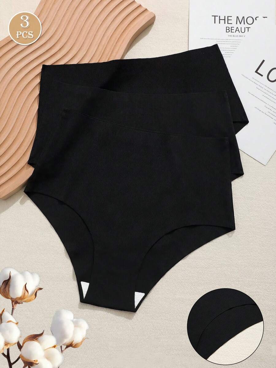 3pcs/Set High Waist Seamless Invisible Panties Set For Women