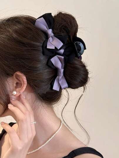Dubbelsidig rosett för kvinnor, hårklämma med klor, tillverkad av högkvalitativa material, premium hårspänne, lämplig för halv- eller heluppsatta frisyrer, modern, modern och elegant, en raffinerad accessoar, perfekt för daglig användning, högtidsfester, evenemang, semestrar och resor, vilket gör den till en idealisk present till håraccessoar för tjejer. Kvinnliga klospännen, eleganta håraccessoarer