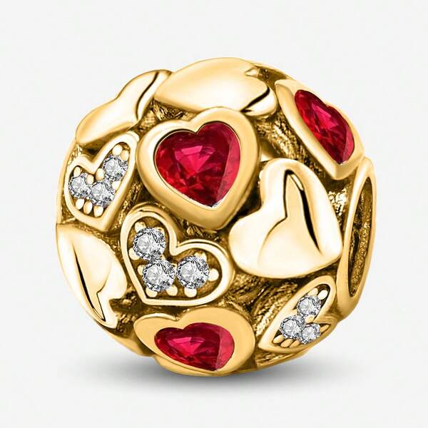 1 pieza Decoración de cuentas de circonita con forma de corazón, adecuado para hacer pulseras y brazaletes de mujer, manualidades de joyería y accesorios diarios, decoración de joyería para niñas