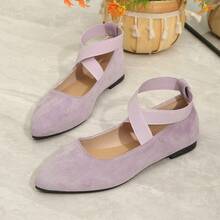 Zapatos de mujer: Zapatos negros de punta clásicos de moda, zapatos blancos, zapatillas de deporte de punta, mocasines, bailarinas, zapatos ligeros, transpirables y cómodos, estilo académico, zapatos con correa elástica cruzada, zapatos de corte bajo, adecuados para fiestas, escuela, uso diario, oficina, calle, fitness al aire libre, senderismo - Púrpura malva - Ver 10