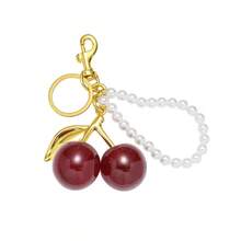 1pc Unique Crystal Resin Cherry Shaped Alloy Customizable C-Shaped Keychain, Suitable For Women's Wallets And Bags, Ideal Gift For Valentine's Day For Family, Friends And Couples, Creative Cherry Pendant Bag Charm Pearl Chain Car Key Chain, Best Gift Choice For Friends - Multicolor - View 14