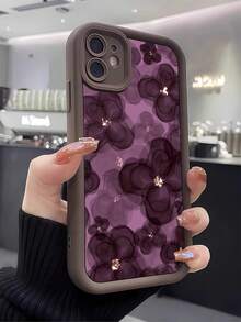 1 chiếc ốp lưng điện thoại TPU chống sốc, kiểu dáng tối giản, màu nâu nhuộm hoa tím, phủ toàn màn hình, tương thích với Apple 17, 16, 15, 14, 13, 12, 11 Pro Max, Air và các dòng Series. - Nhiều màu - Xem 3
