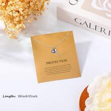 1pc Elegant Blue Evil Eye Amulet Pendant Necklace, Women's Spiritual Protection Jewelry, Gold Plated - Multicolor - View 10