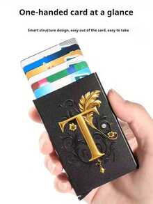 Diseño de letra A de metal, Soporte de tarjeta metálico emergente unisex | Bloqueo RFID + Superficie mate ultra delgada, Regalo de negocios/regalo festivo ideal, Diseño magnético emergente para un fácil acceso a las tarjetas, Material de aleación de aluminio, Calidad premium - Multicolor - Ver 10