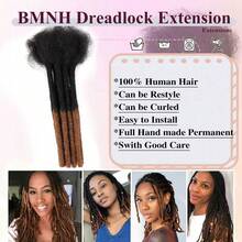 0,6 cm tjocklek 6-24 tum 30/60 strängar dreadlocks äkta hårförlängningar för kvinnor ombre brunt loc-hår kan färgas - S1/30 - Visa 4