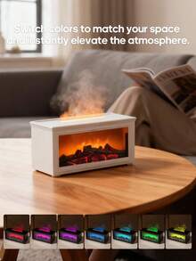 kinscoter 1个280毫升迷你壁炉造型USB超声波加湿器,木纹便携式篝火精油扩散器,带LED灯和遥控器,适合家庭办公室使用,可作为礼物赠送。 - 彩色 - 查看 6