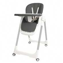 Adjustable And Foldable High Chair, Height-Adjustable Chair With Reclining Function, High Chair With PU Leather Cushion - Grey - View 1