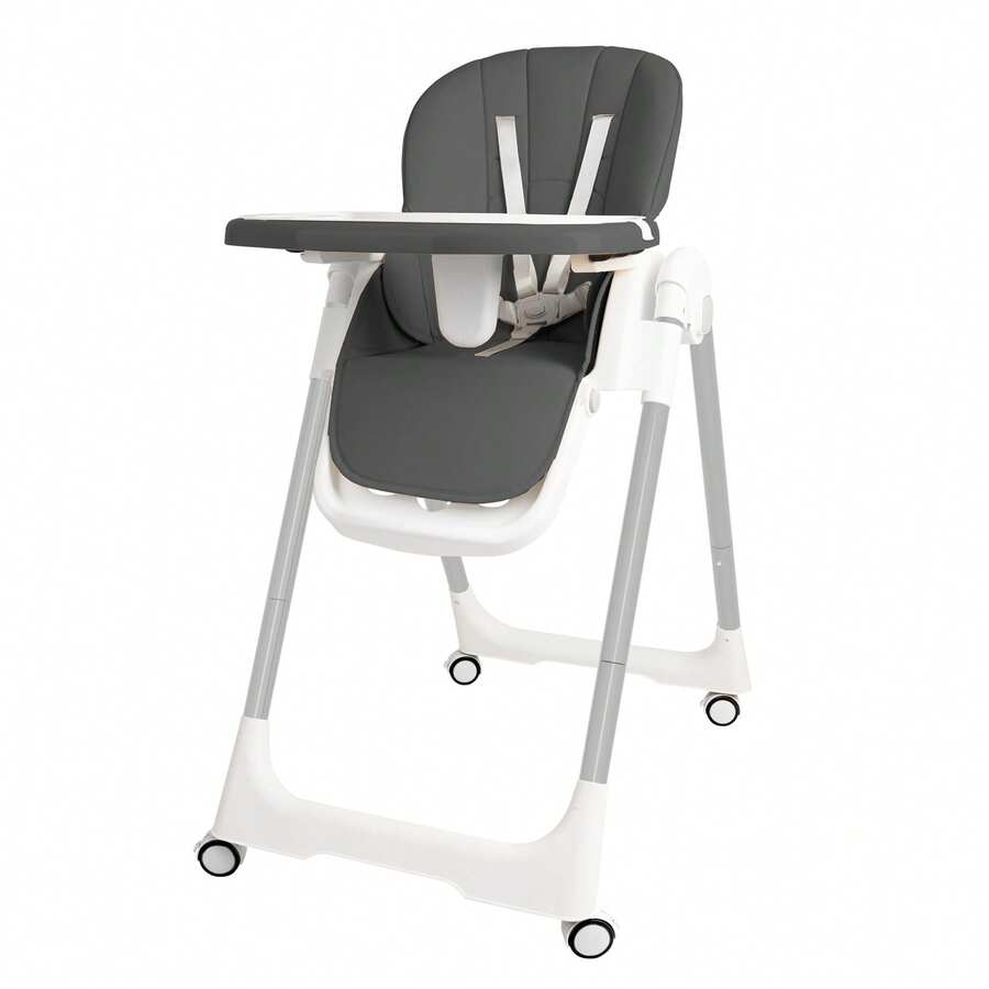 Adjustable And Foldable High Chair, Height-Adjustable Chair With Reclining Function, High Chair With PU Leather Cushion - Grey - View 1