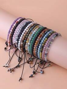 4mm Beaded Adjustable Bracelet, Natural Stone Yoga Handmade Bracelet For Women, Jewelry - Bracelet - View 3