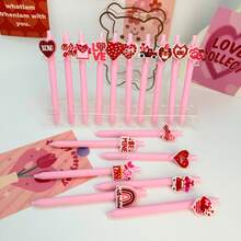 10支/5支装情人节系列创意圆珠笔，书写流畅。适用于学校用品、办公文具、节日派对礼物和情人节礼物。 - 黑色 - 查看 2