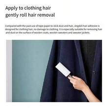 宠物毛发去除粘性滚筒，用于去除猫狗毛发的粘性刷子，可重复使用的除尘除毛工具，带塑料手柄，适用于家居和衣物清洁。 - 白色 - 查看 5