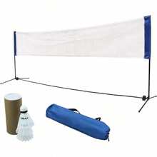 4m Foldable Portable Badminton Volleyball Net Frame Stand, FREE Shuttlecocks And Carry Bag - Blue - View 1