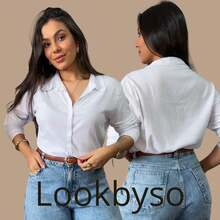 Women's Long-Sleeved Viscose Shirt, Stylish, Casual, Elegant, Work Shirt, Various Colors, NO POCKETS - 離開 - 查看 2