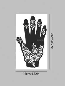 2 Pieces Palm-Center Rose & Leaf Pattern Tattoo Stencils – Exquisite Hollowed-Out Delicate Textures, Reusable, Suitable For DIY Personalized Temporary Tattoos, Fit For Party & Daily Body Decoration, Easily Create Custom Romantic-Style Tattoo Looks