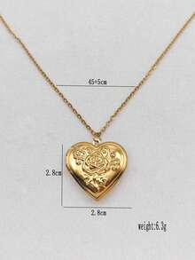 Romantic Heart Locket Pendant Openable Female Silver Color Funky Jewelry Photo Frame Charm Necklace For Women Men Jewelry Gift - Yellow Gold - View 7