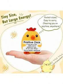 1pc Crocheted Little Yellow Chick Doll, Crocheted Animal Gift, Plush Decor Item That Can Be Placed On Desk To Relieve Anxiety And Stress - Multicolor - View 4