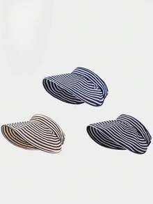 1pc These Wavy Striped Sun Visors (With Adjustable Buckle Details) Blend Playful Pattern Design And Lightweight Sun-Protective Functionality, Making Them Ideal Daily Accessories