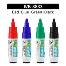4-Colour Erasable Whiteboard Markers With Built-In Erasers, Water-Based Markers For Easy Removal, Two Nib Options Available, Suitable For Calendars, Glass Surfaces, And Home Offices. - Multicolor - View 12