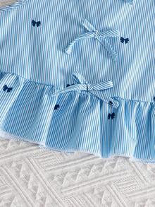 2pcs Setelan Musim Panas Anak Perempuan Atasan Rompi dan Celana Motif Pita Kotak-kotak Biru - Biru - View 7