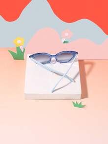 1副男女童6-12岁聚碳酸酯猫眼框眼镜，精致闪亮可爱甜美复古时尚眼镜，节日派对装扮，带眼镜盒 - 彩色 - 查看 8