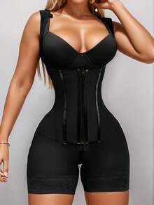 Women Colombian Shapewear,Faja Body Shaper Short ,Tummy Control Body Shaper, Zipper Closure, Bust-Open, Butt Lifting Shapewear Bottoms, Enhancer High Compression Full Body Shaper Underwear,Thigh Slimming Bodysuit Lingerie-Suitable For Valentine Outfits For Women,Prom Dress,Date Night,Formal Gowns For Women Evening Elegant - màu đen - Xem 11