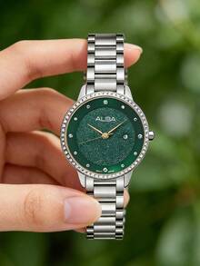Seiko 精工女士石英水晶表盘休闲腕表，镶钻，50米防水，时尚款式 AH7W20X1/AH7W27X1/AH7W29X1/AH7W31X1 - 綠色 - 查看 2