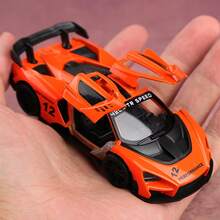 1件裝 1/43比例單色賽車，適合男孩，鋅合金材質，壓鑄運動賽車玩具，合金壓鑄玩具車，運動賽車模型，橙色，雙側鷗翼門可開啟 - 亮橙色 - 查看 7
