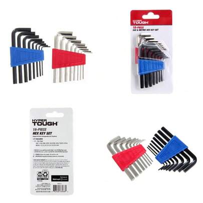 16-Piece Hex Key Set With 8 SAE And 8 Metric Sizes, L-Shape Allen Wrenches