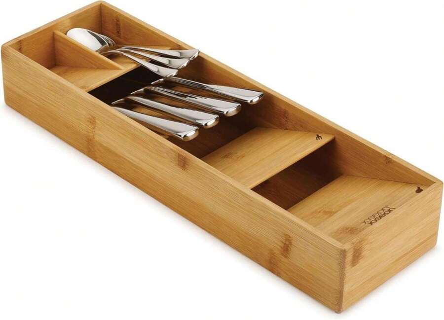 Joseph Joseph DrawerStore Expanding Silverware, Flatware, Utensil &Amp; Gadgets Organizer, Expandable In Drawer Space Saving Tray, Bamboo - ColorB - 查看 1