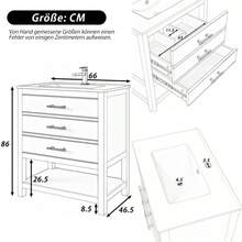 White Vanity Unit With Ceramic Basin – Freestanding Bathroom Unit With 2 Drawers And An Open Compartment, High-Quality Lacquered MDF Panel, Gold Handles, Without Tap Or Drain - Blue - View 6