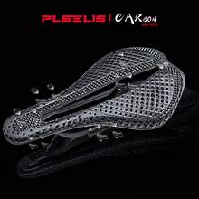 plselis 黑色自行车鞍座，竞赛级骑行座垫，长24厘米 x 宽14厘米，3D打印碳纤维外壳，男女通用，超轻，约145克 - 黑色 - 查看 6