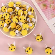 Accessoires élastiques haute qualité en forme d'abeille, pinces à cheveux DIY, décorations en pompons de cachemire, fournitures artisanales en boules de peluche, décoration d'intérieur - Jaune citron - Voir 7