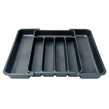 Expandable Kitchen Drawer Organizer - Adjustable Cutlery Tray, Knife & Utensil Holder, Multi-Function Kitchen Storage Solution, Black, Medium Size
