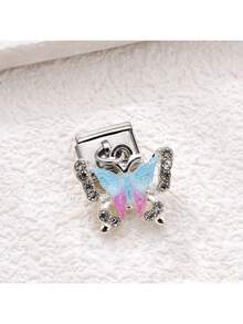 1/5/10pcs Elegant Silver-Tone Zirconia Crystal, Flower, Heart, Animal, Butterfly, Fish Tail Shaped Pendant Modules - Ideal For DIY Bracelets, Gift Giving - Multicolor - View 26