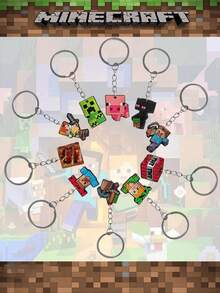 1/5/10pcs Pixel Game Theme Birthday Party Favors, Soft PVC Keychains Featuring Steve, Alex, Creeper Characters, Perfect For Birthday, Holiday, Halloween, Christmas, Anniversary Party Decorations And Gifts - As Shown In the Figure - View 5