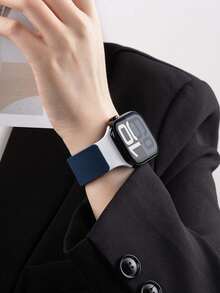 兼容苹果手表表带，1条男女通用双色硅胶表带，柔软防汗防滑运动表带，磁吸式表扣，适用于42mm/38mm/40mm/41mm/44mm/45mm/46mm/49mm的苹果手表，包括Ultra2、Ultra SE2、SE 11、10、9、8、7、6、5、4、3、2、1等型号。适合派对、聚会、海滩活动、旅行，也是圣帕特里克节的理想礼物。 - 海軍藍白 - 查看 8