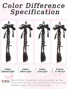 Một bộ tóc giả bện cho trẻ em kèm nơ, kiểu tóc bện xoắn, phụ kiện tóc dễ thương, tóc đuôi ngựa đôi, tóc tết kiểu dreadlocks và băng đô nhảy jazz. - Nhiều màu - Xem 7