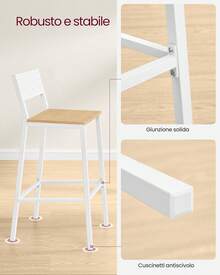 Tabourets de bar de cuisine, ensemble de 2, tabourets de bar, tabourets hauts pour cuisine, salle à manger, bureau, style industriel, vintage marron et LBC070B01 NXVM - Chêne beige et blanc - Voir 6