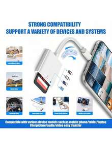 便携式即插即用读卡器，Type-C 转 SD 卡读卡器适配器，相机追踪查看器读卡器，兼容 17 Pro Max/17 Pro/17/Air/16/15、S25/S24/S23/S22/S21/S20、iPad 系列高速读卡器 - 白色 - 查看 6