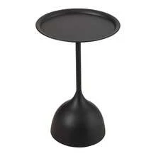 Round Shaped End Table, Narrow Side Table, Modern Sofa Side Table With Metal Frame, Coffee Snack Couch Table For Living Room, Bedroom, Bedside - Black - View 9