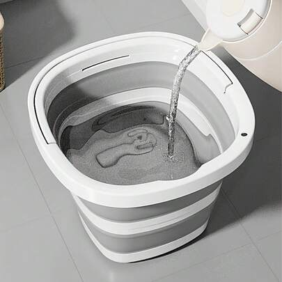 1 st. hållbar hopfällbar hink med handtag, multifunktionell platsbesparande design, bärbar för städning, trädgårdsskötsel, biltvätt, camping, fiske, hemmabruk - minimalistisk plasthink för badrum, tvätt, kök, utomhusbruk, husbil