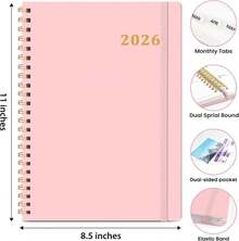2026 Planner 8.5" X 11", Weekly And Monthly Calendar Planner Book, January 2026 - December 2026, Hardcover Spiral Planner With Monthly Tabs, Notes Pages, Perfect For Women &Amp; Men, A4 - Pink - ColorB - 查看 5