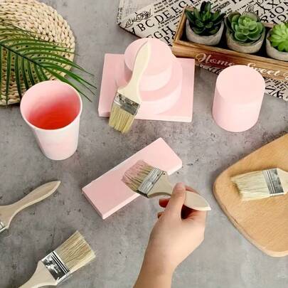 1pc Large Paint Brush With Chisel Bristles - Deep Yellow Bristles And Sturdy Wooden Handle, 6.89" Wide Brush Head, For Smooth Blending, Scraping, Texturing Finishes - Ideal For Home Decor, Crafts, Art Projects, Wallpaper And Painting - Durable Plastic/Wooden Construction