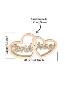 个性化名字心形装饰品，母亲节/父亲节、情人节、生日、周年纪念日、送给朋友、情侣、毕业典礼、圣诞节的礼物，高端家庭礼品，多功能、耐用、装饰性强、可重复使用、密封、精致、高品质、色彩缤纷、现代、定制、个性化、独特，送给她、男朋友、爸爸、妈妈、家人、朋友的理想礼物，适用于茶室、家居、花园、办公室，周年纪念日、情人节、母亲节、父亲节、毕业典礼、乔迁之喜、家居焕新、定制工艺品、旅行收纳、客厅装饰 - 原木色 - 查看 3