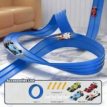 16ft Flexible Racing Track With Suction Cups, Portable Reel Racetrack Suitable For 1/64 Diecast Cars, Durable ABS Material, Ideal For Creative Racing Games, Easy To Assemble, Children's Car Toy Go-Kart Track Set And Vehicle Accessories, Perfect For Birthday, Christmas Gifts, Family Game Room, Outdoor Racing Scenes And Parent-Child Interaction - Multicolor - View 10