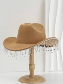 1 chiếc mũ cưới nữ màu trơn bóng. Thiết kế mặt dây chuyền pha lê sang trọng độc đáo, kết hợp với chữ "BRIDE" bằng ngọc trai giả, kiểu dáng punk mới lạ và thú vị, mũ cưới vành rộng lấy cảm hứng từ KJ. Vẻ đẹp thanh lịch. Thích hợp cho các buổi hóa trang, tiệc theo chủ đề, tiệc đính hôn, tiệc trang phục, lễ hội, đám cưới kiểu phương Tây, và là phụ kiện không thể thiếu cho đám cưới năm 2024, thể hiện vẻ duyên dáng. - trắng - Xem 12