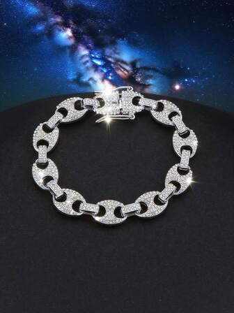 1ชิ้น กำไลข้อมือจมูกหมูสีเขียว, โลหะผสมสังกะสีสีดำและสีเขียวแวววาว, หรูหราสำหรับการสังสรรค์กลางแจ้ง, ของขวัญสำหรับครอบครัว, เพื่อน, พ่อแม่, คนรัก