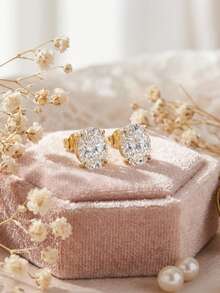 一对8A级高品质立方氧化锆耳钉，925纯银椭圆形切割氧化锆首饰，时尚女士耳环，耳钉，生日、圣诞节、婚礼和订婚时送给女友、妻子、母亲和爱人的最佳礼物 - LZE03 - 查看 3