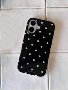 Fashionable Phone Case, Minimalist & Cute Black And White Polka Dot Pattern, Compatible With IPhone 11 To 17 Series, 17Pro Max, 17Pro, 17, 16ProMax, 16Pro, 16Plus, 15ProMax, 15Pro, 15, 14ProMax, 14Pro, 14, 13ProMax, 13Pro, 13, 12ProMax, 12Pro, 12, 11 Smartphones - Black - View 2