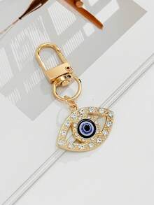金色恶魔之眼，邪眼心形钥匙扣，水钻装饰包包挂饰，女士时尚配饰